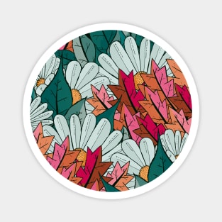 Green and pink leaf flower Magnet